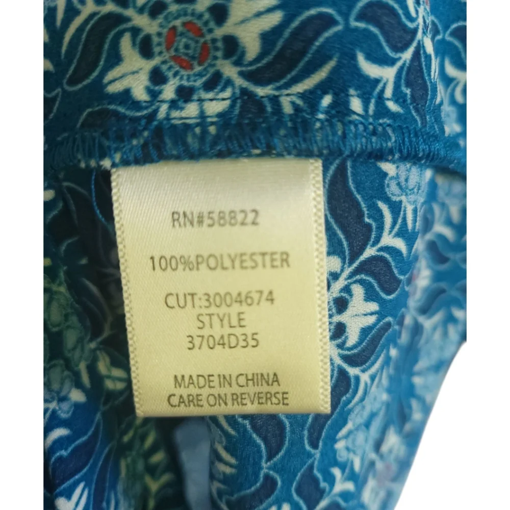 Max Studio Coastal Boho Tile Print Tie Front Blouse M Flutter Sleeve Summer NWT - Picture 9 of 10